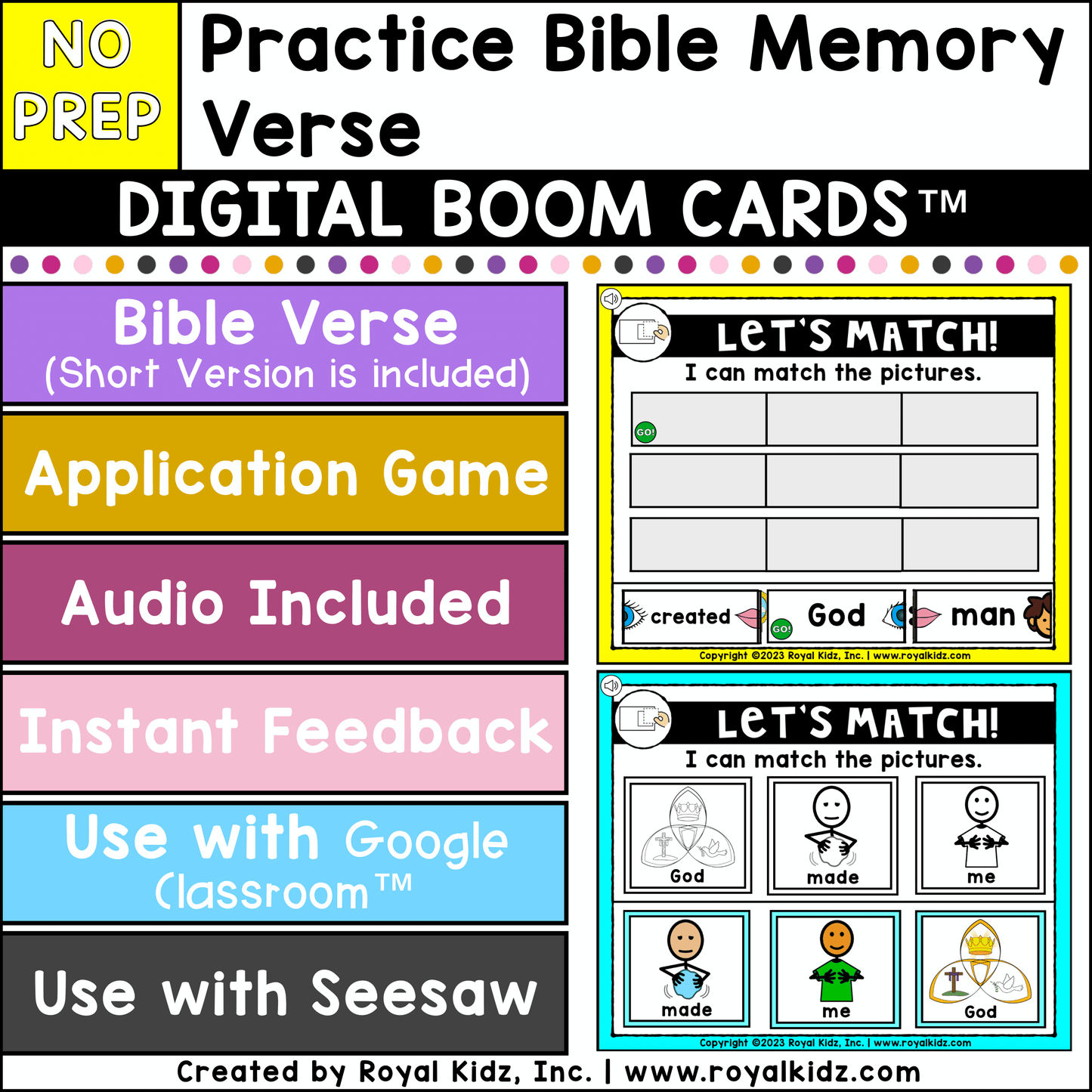 Genesis 1:27 Bible Verse Boom Cards WITH Visual Supports