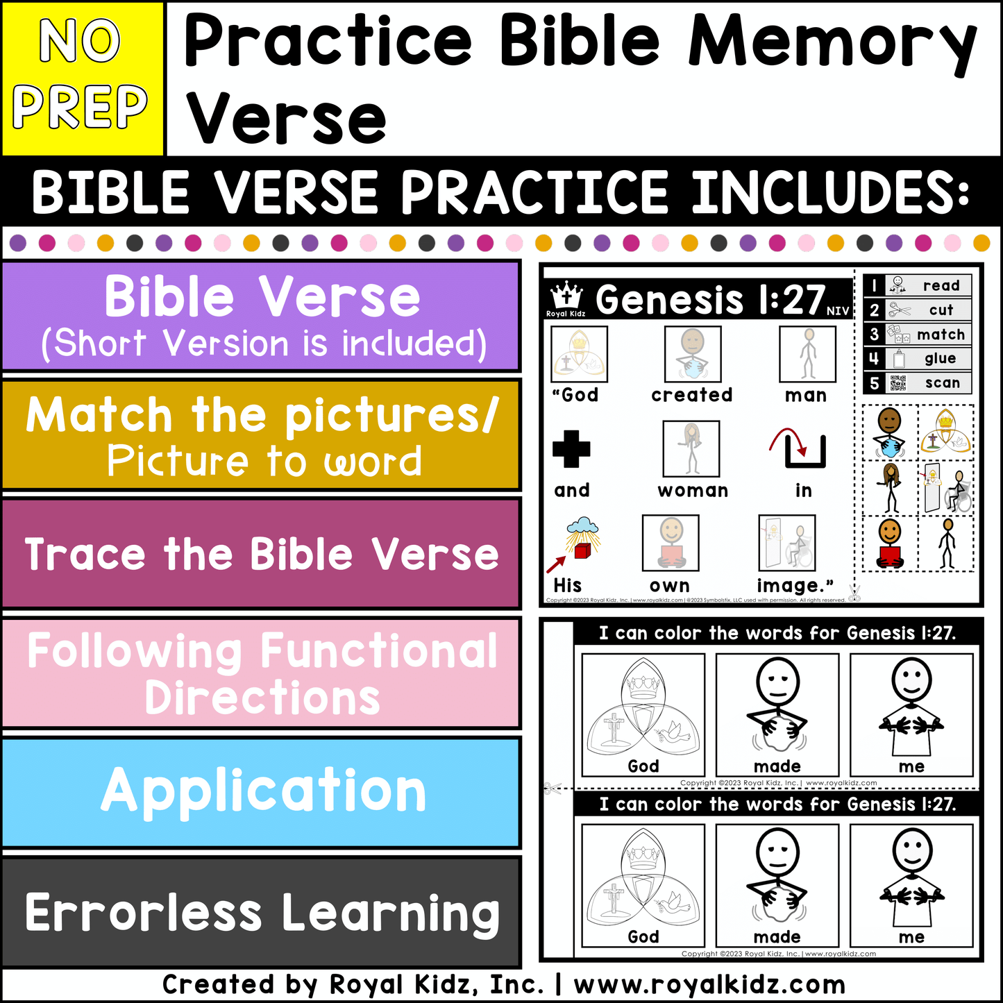 Genesis 1:27 Bible Verse WITH Visual Supports Activities - High Contrast Cards