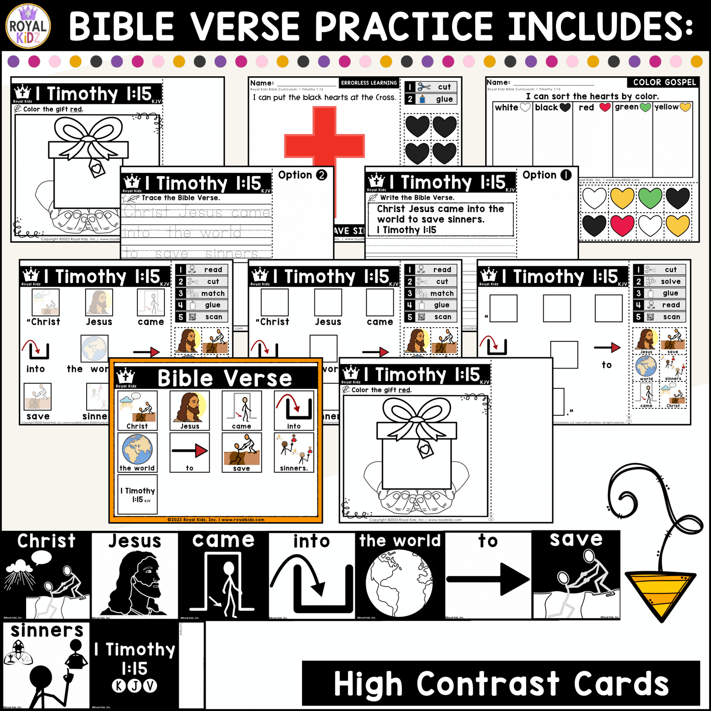 1 Timothy 1:15 Bible Verse WITH Visual Supports Activities - High Contrast Cards