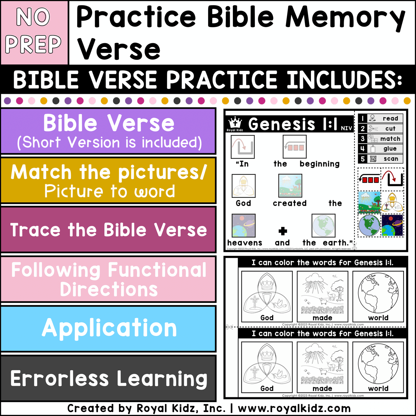Genesis 1:1 Bible Verse WITH Visual Supports Activities - High Contrast Cards