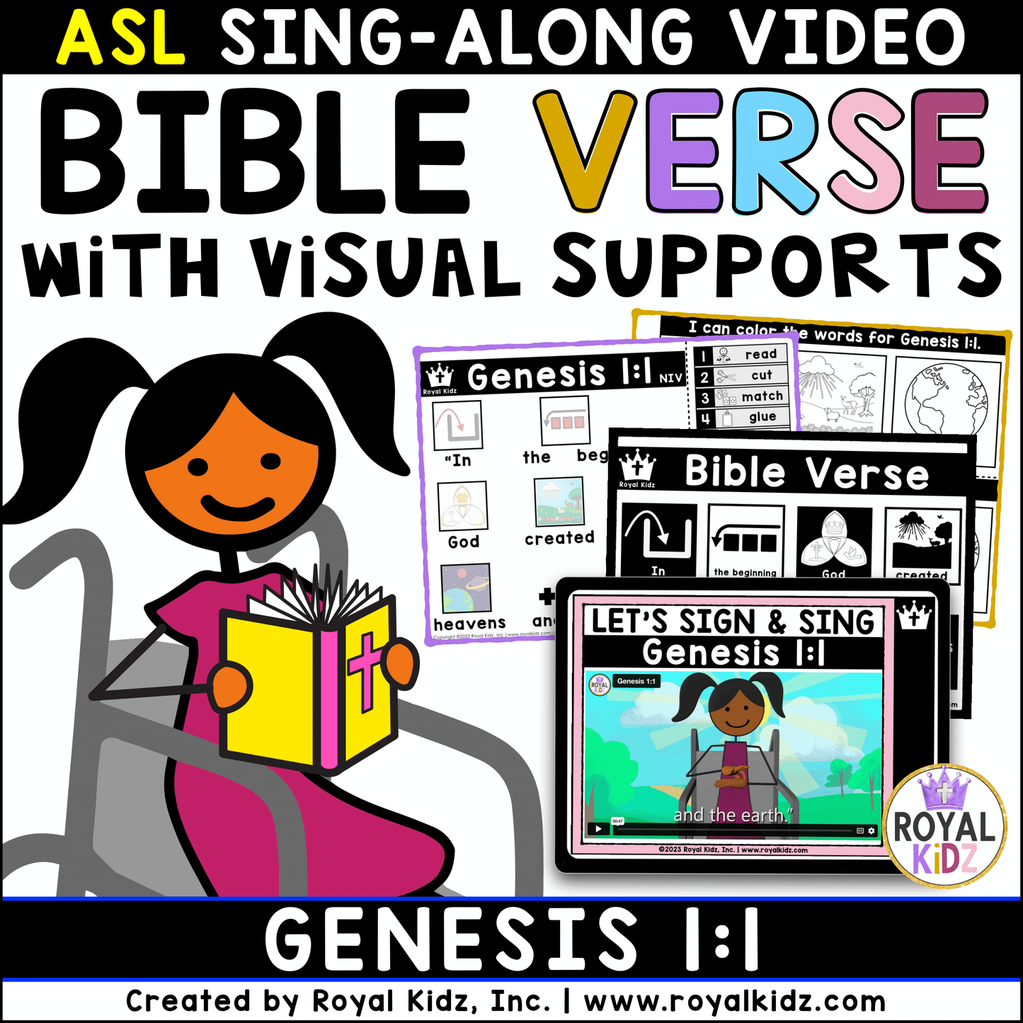 Genesis 1:1 Bible Verse WITH Visual Supports Activities - High Contrast Cards