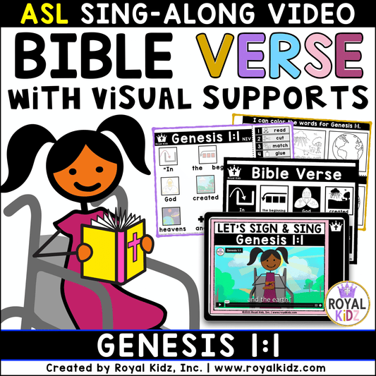 Genesis 1:1 Bible Verse WITH Visual Supports Activities - High Contrast Cards