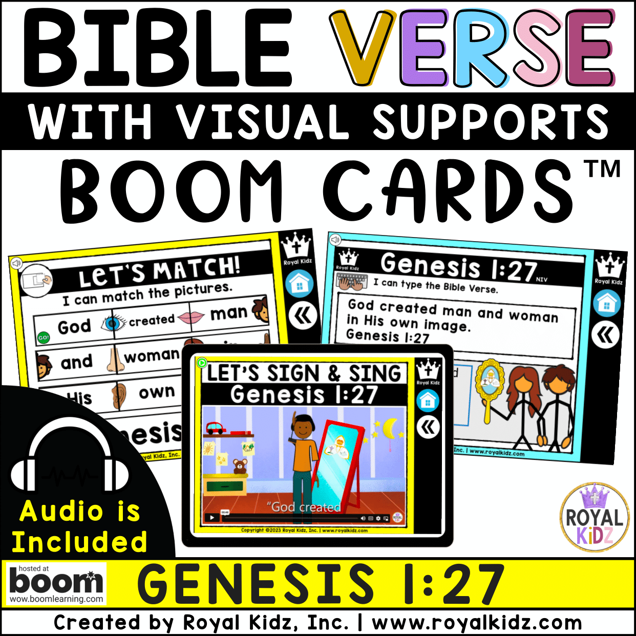 Genesis 1:27 Bible Verse Boom Cards WITH Visual Supports
