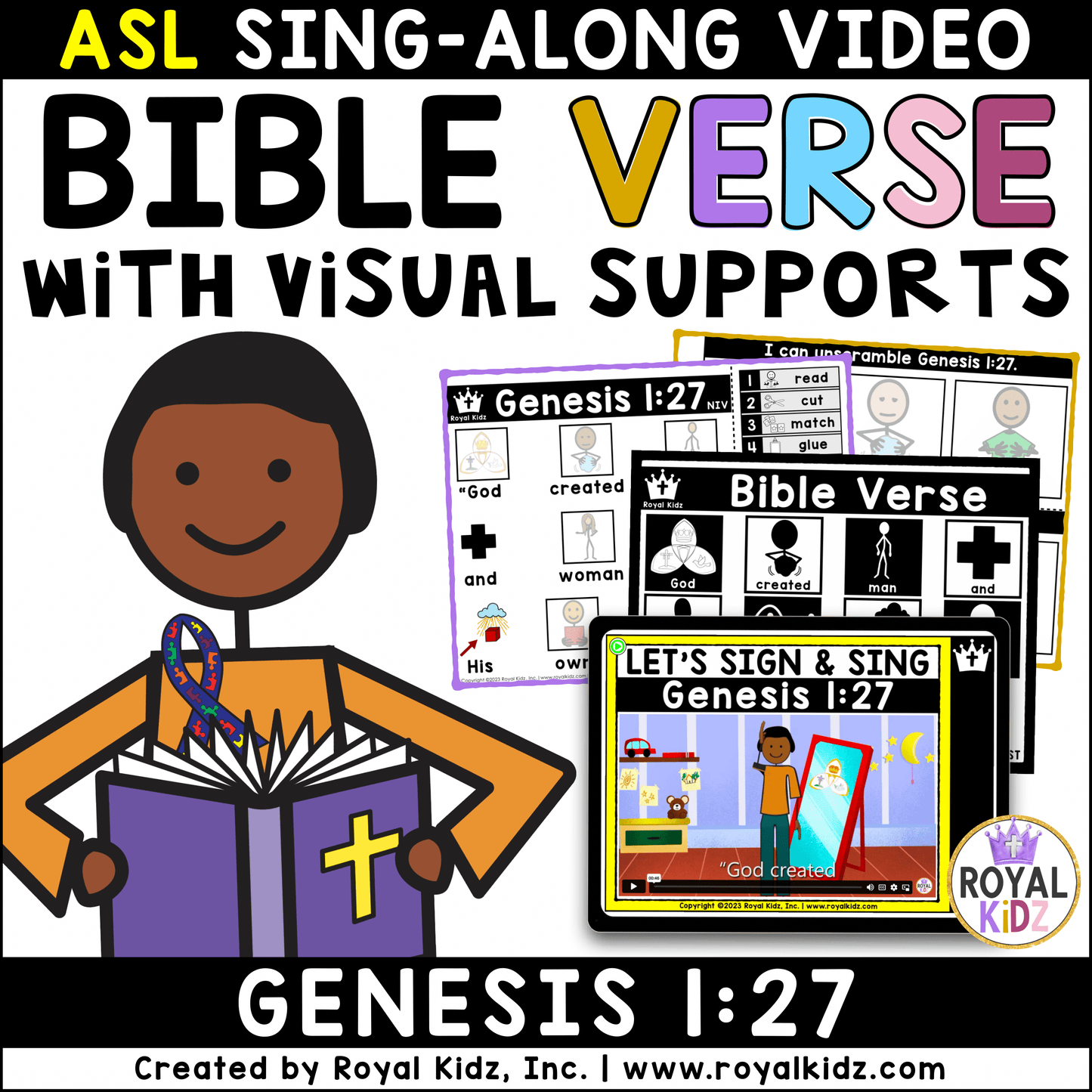 Genesis 1:27 Bible Verse WITH Visual Supports Activities - High Contrast Cards