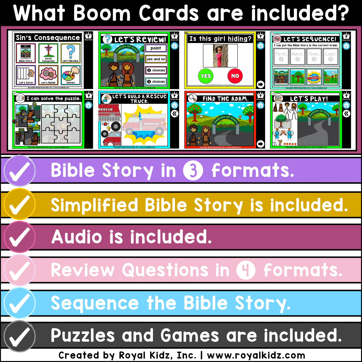 Bible Story Adapted Books WITH Symbol Supports + Bible Boom Cards™ BUNDLE (Set 1)