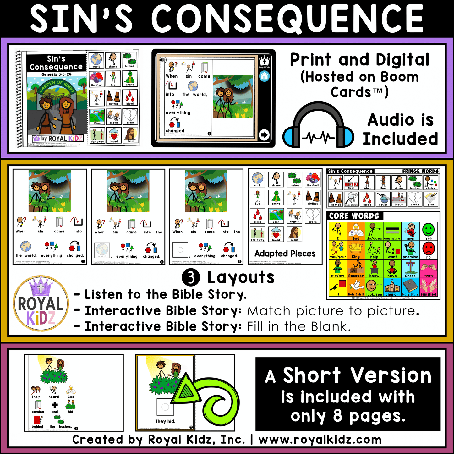 Bible Story Adapted Books WITH Symbol Supports + Bible Boom Cards™ BUNDLE (Set 1)