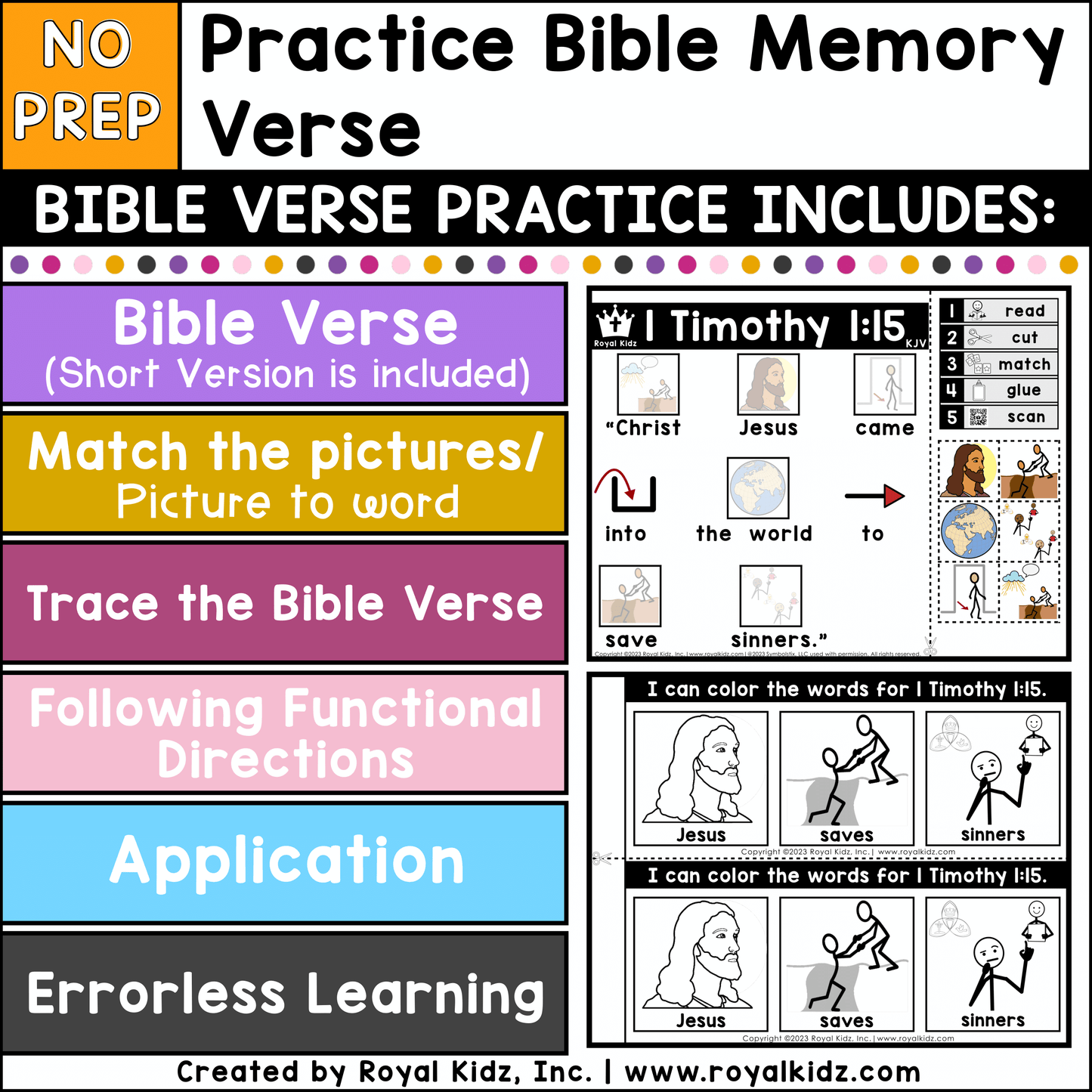 1 Timothy 1:15 Bible Verse WITH Visual Supports Activities - High Contrast Cards