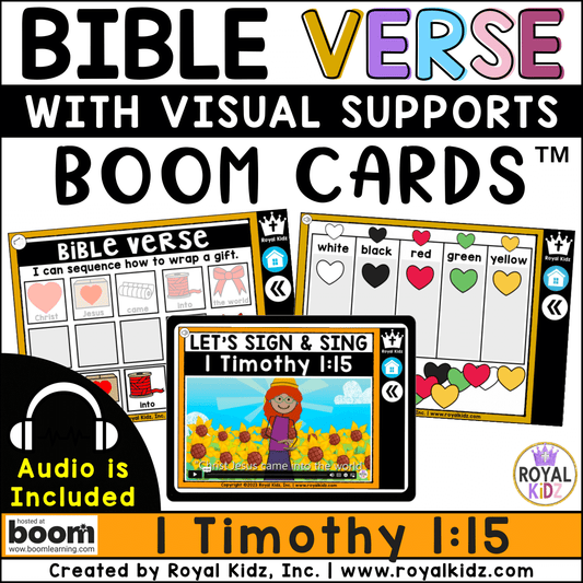 1 Timothy 1:15 Bible Verse Boom Cards WITH Visual Supports