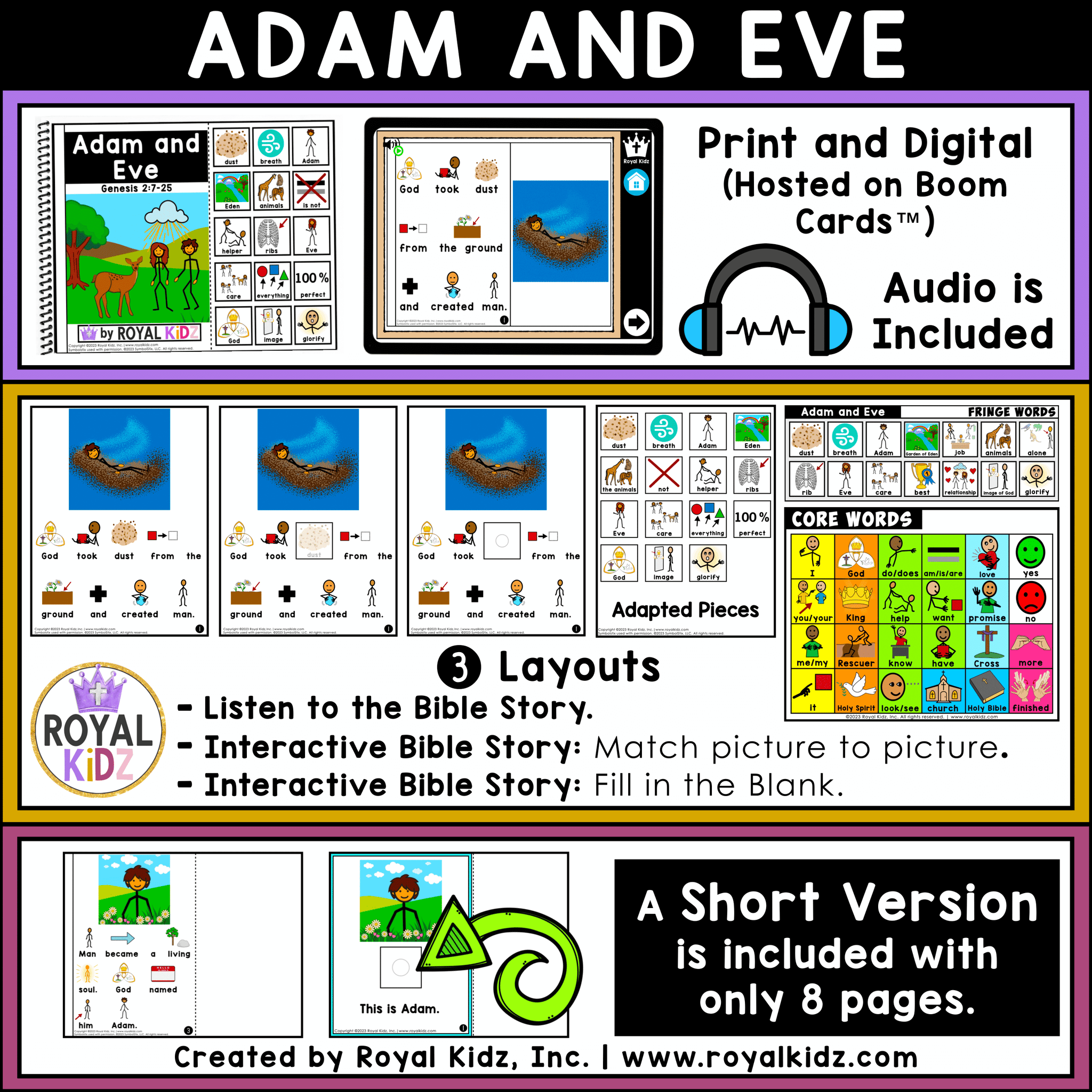 Adam and Eve Adapted Book WITH Symbol Supports + Bible Boom Cards ...