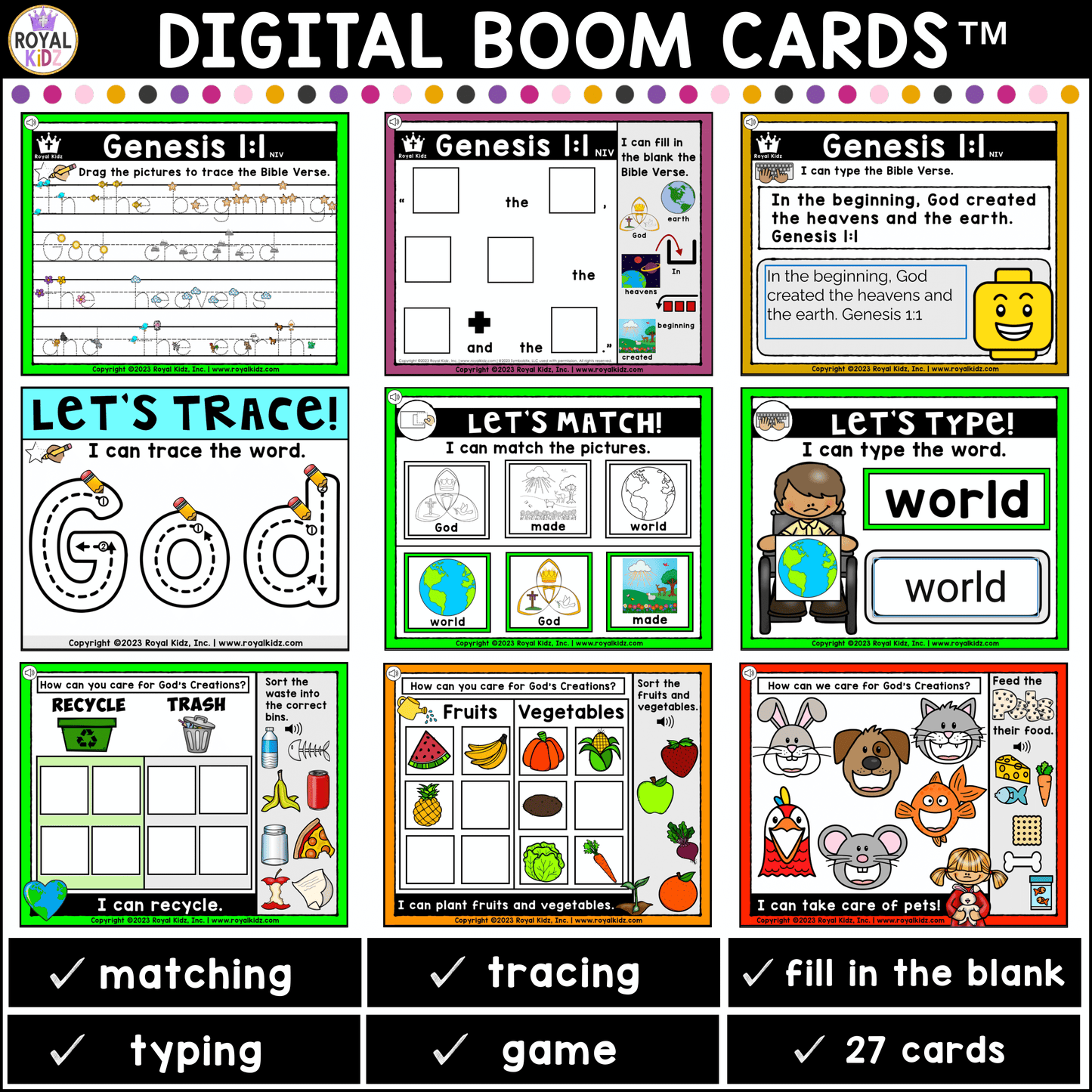 Genesis 1:1 Bible Verse Boom Cards WITH Visual Supports