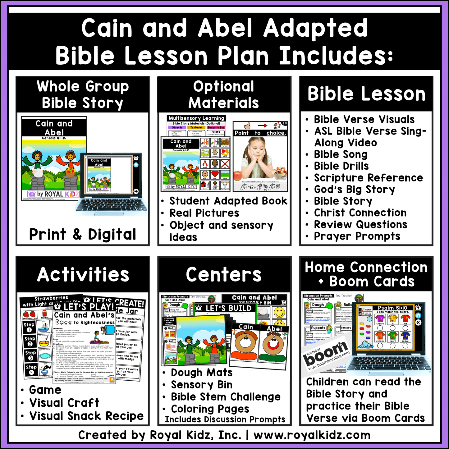 Cain and Abel Bible Lesson WITH Symbol Supports + Bible Boom Cards™ UNIT 1