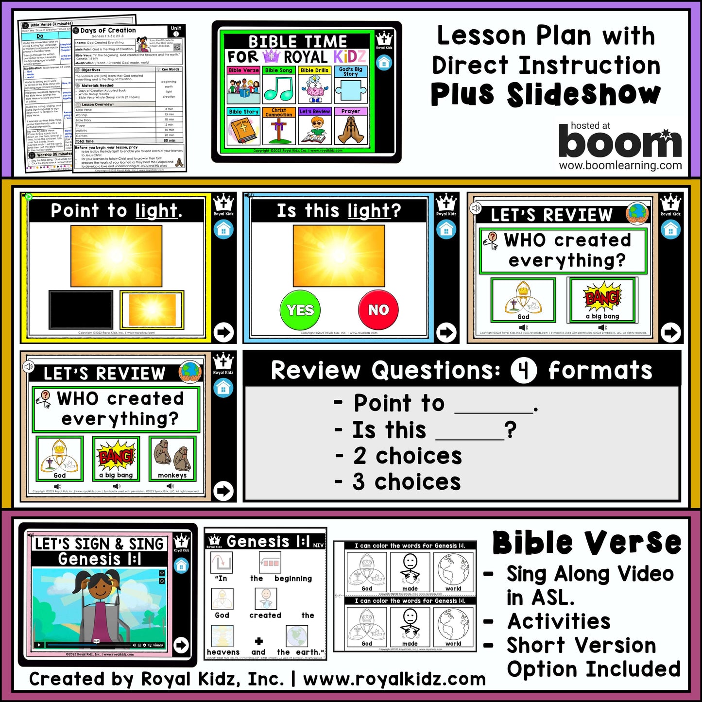 Bible Lessons for Royal Kidz WITH Symbol Supports + Bible Boom Cards™ SET 1 BUNDLE