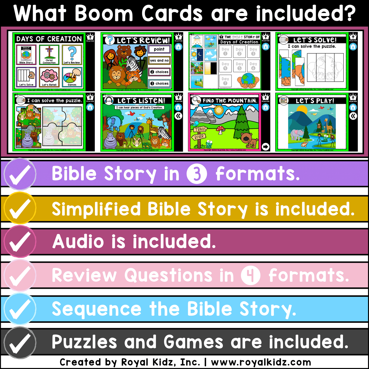 Days of Creation Adapted Book WITH Symbol Supports + Bible Boom Cards™