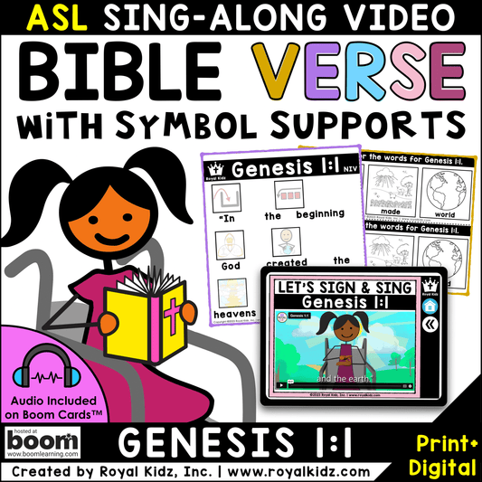 Genesis 1:1 Bible Verse WITH Symbol Supports + Bible Boom Cards™