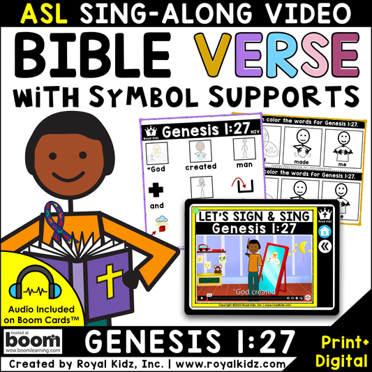 Genesis 1:27 Bible Verse WITH Symbol Supports + Bible Boom Cards™