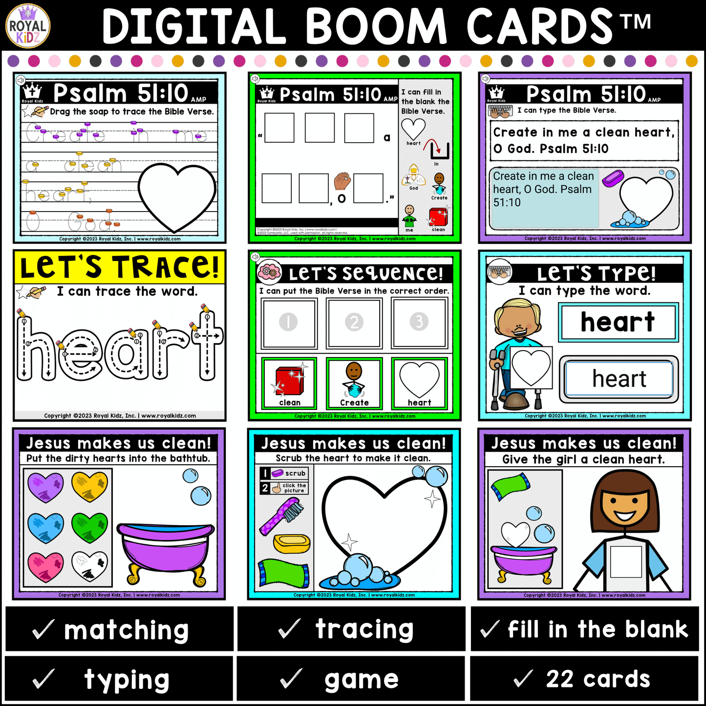 Psalm 51:10 Bible Verse Boom Cards WITH Visual Supports