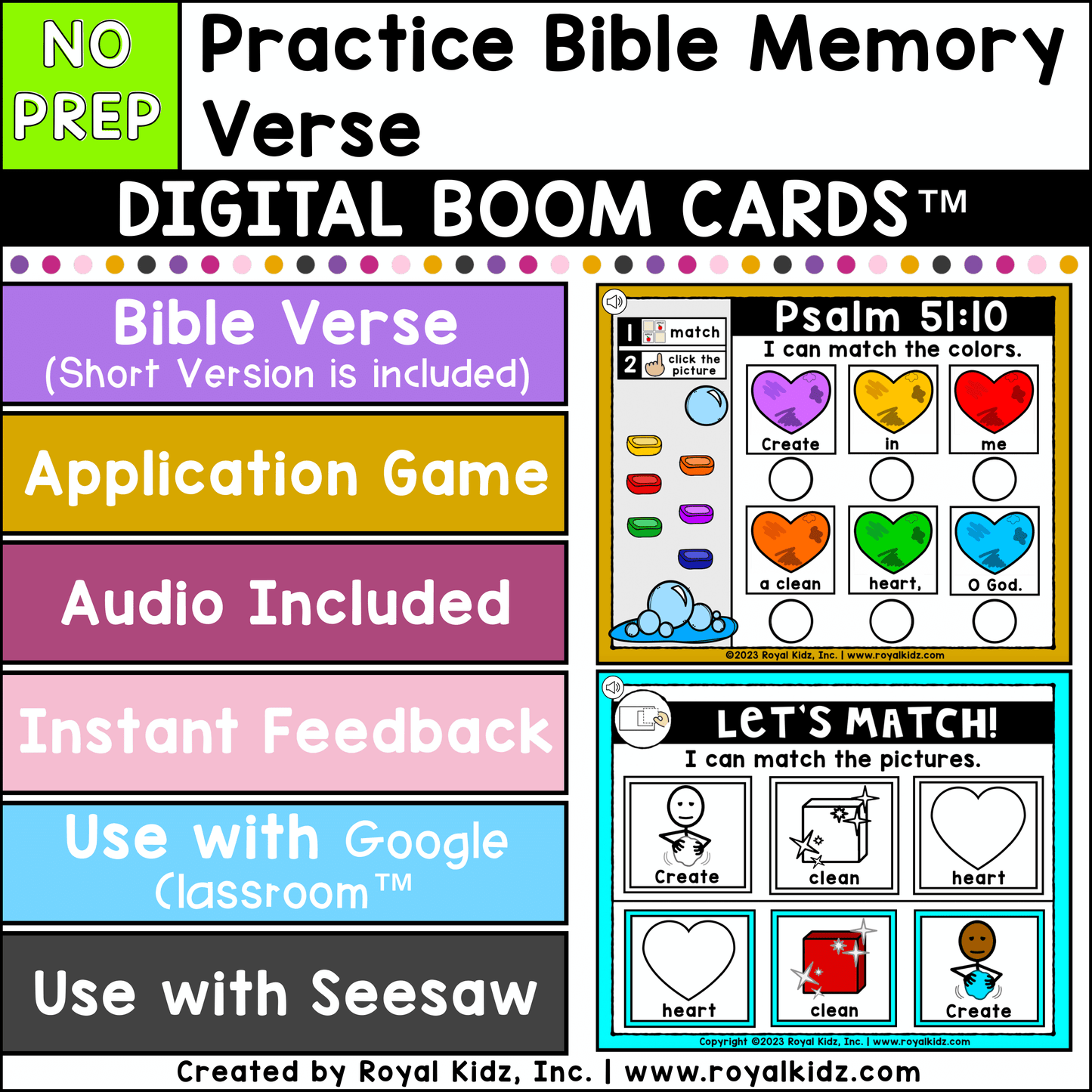 Psalm 51:10 Bible Verse Boom Cards WITH Visual Supports