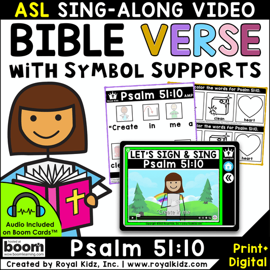 Psalm 51:10 Bible Verse WITH Symbol Supports + Bible Boom Cards™
