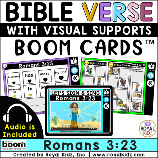 Romans 3:23 Bible Verse Boom Cards WITH Visual Supports