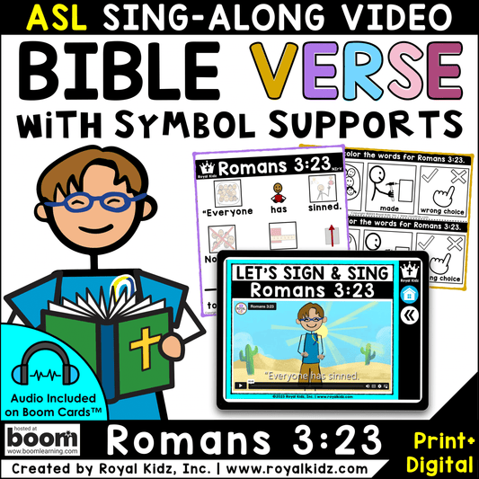 Romans 3:23 Bible Verse WITH Symbol Supports + Bible Boom Cards™