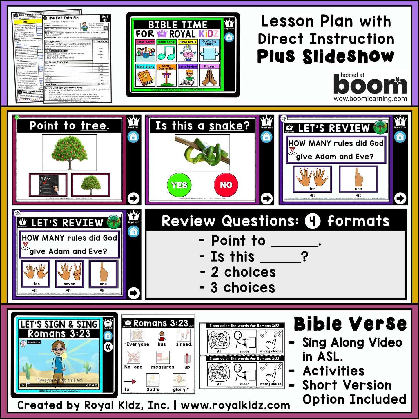 Bible Lessons for Royal Kidz WITH Symbol Supports + Bible Boom Cards™ SET 1 BUNDLE